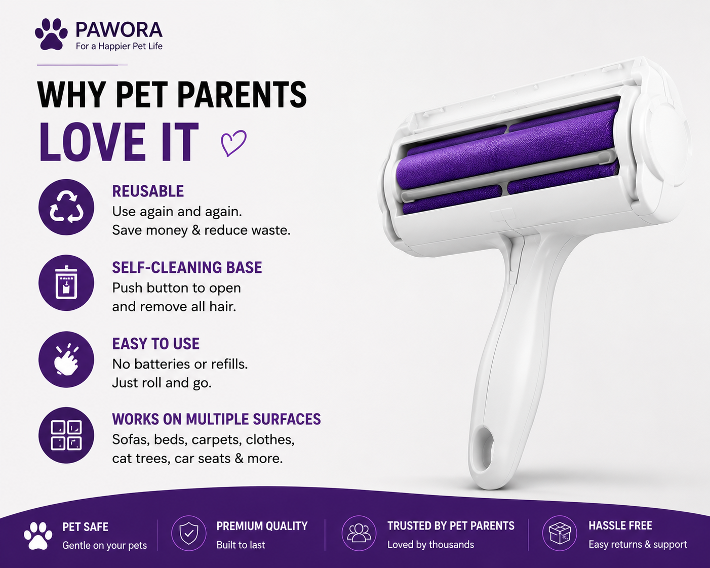 Pawora™ Self-Cleaning Pet Hair Remover Roller