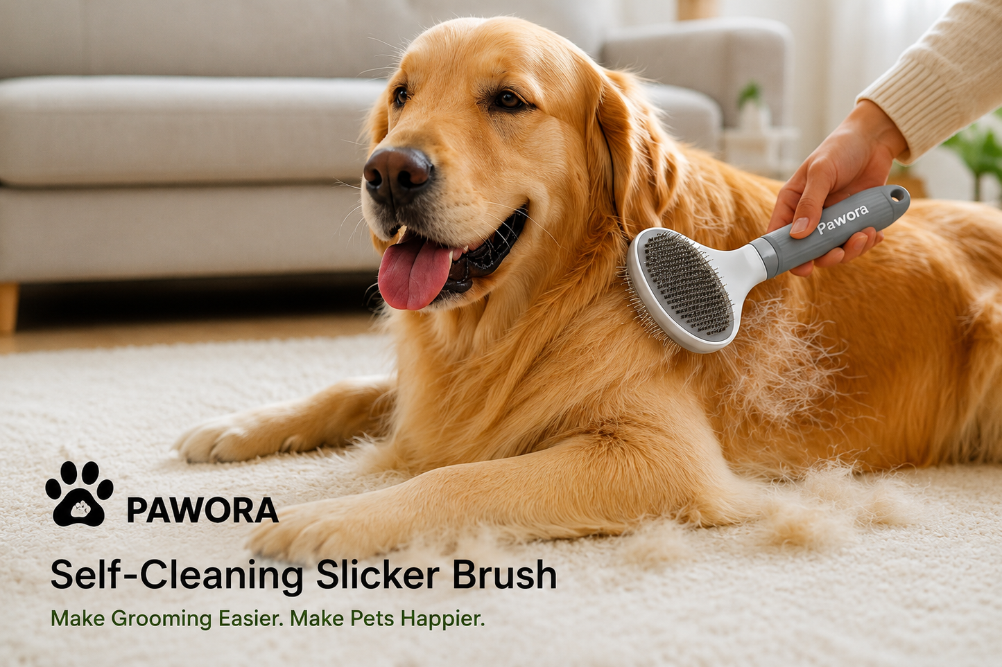 Pawora™ Self-Cleaning Slicker Brush for Dogs & Cats